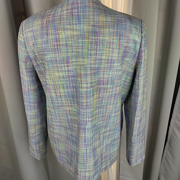 Alfred Dunner Women’s Pastel Pink Blue Tweed Button Front Blazer Size 14 - Picture 4 of 13